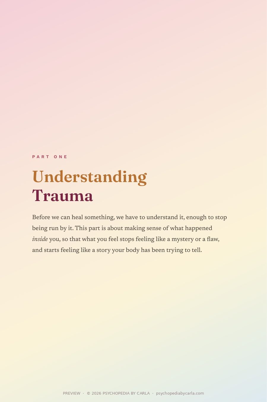 Page 29 of the workbook: Part one: Understanding Trauma